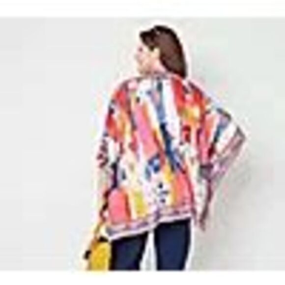 Tolani 3X Reg Printed Open Front 100% Modal Woven Wrap Raelyn Blue Tie Dye NWT - Picture 5 of 11